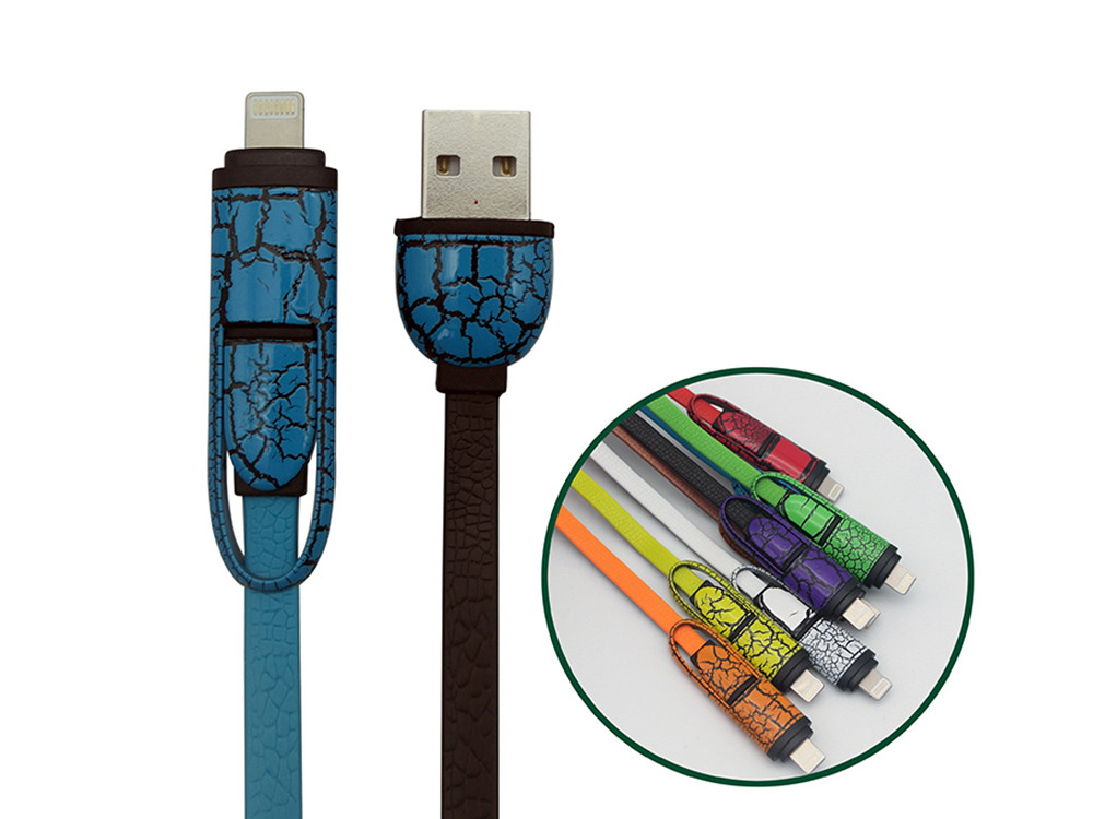 Most popular products TPE retractable fast charger 2 in 1 Micro & 8Pin cable