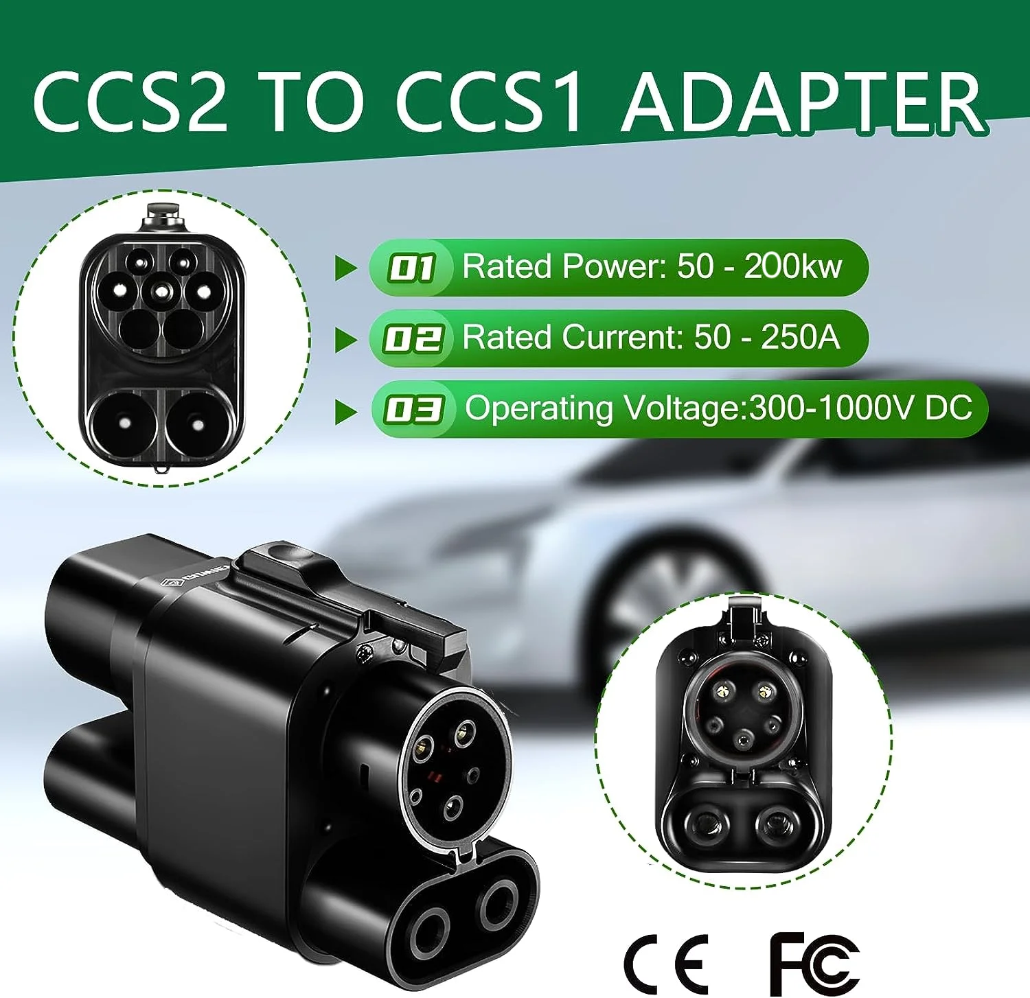 CCS2 To CCS1 DC Adapter AC 50A To DC 250A Fast Charging Adapter For EV Cars DC Fast Charger