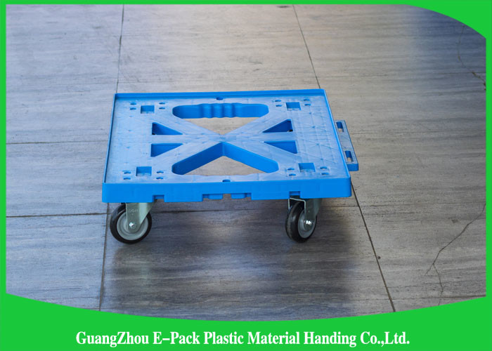 Flat Blue Plastic Moving Dolly Four Wheels 100% PP Materials For Industrial