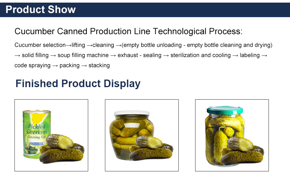 High Efficiency Canned Vegetable Production Line For Cucumber