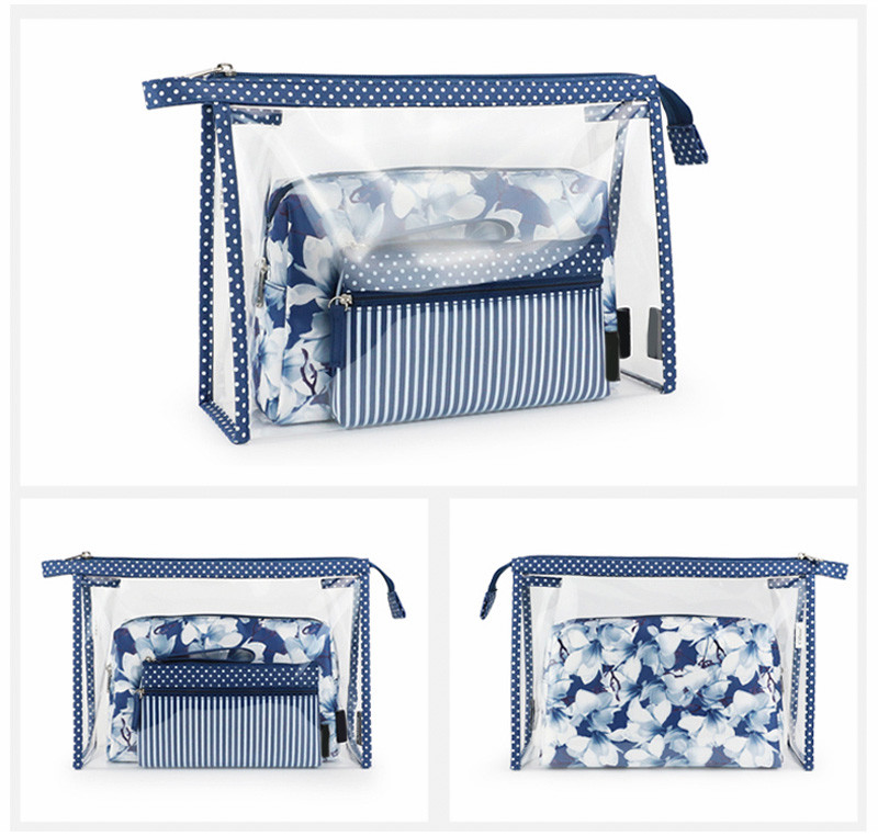 Custom Two Compartment PVC Cosmetic Organizer Bag Transparent