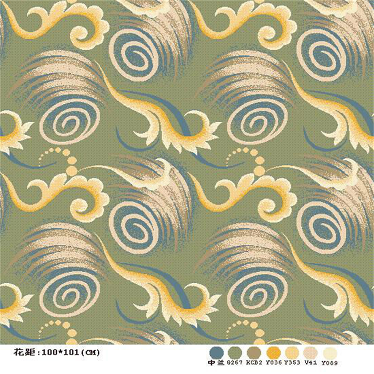 Oriental Handmade Woollen Carpet , Woven Wool Area Rugs Jacquard Style