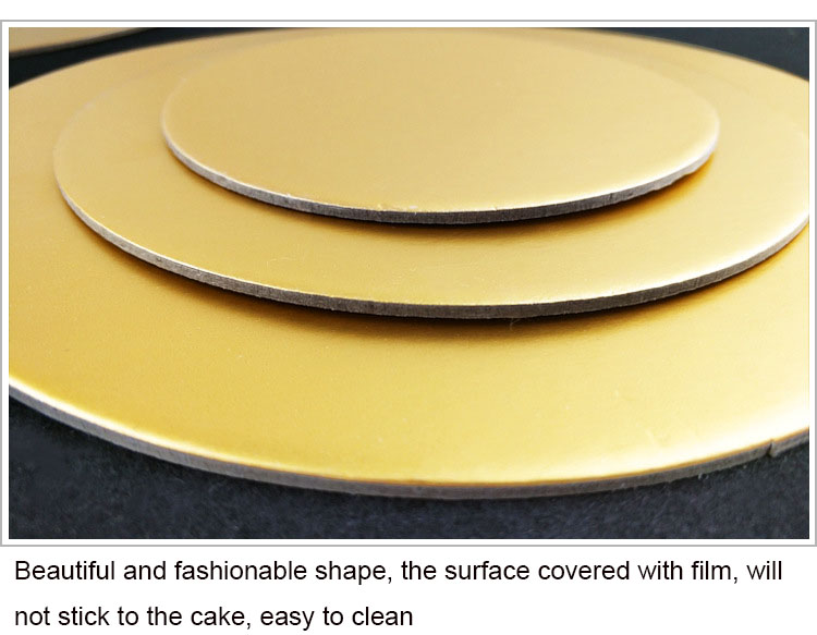 Golden Cake Boards Cardboard Food Beverage Smooth Cake Drum Round Shape for Cake Shop
