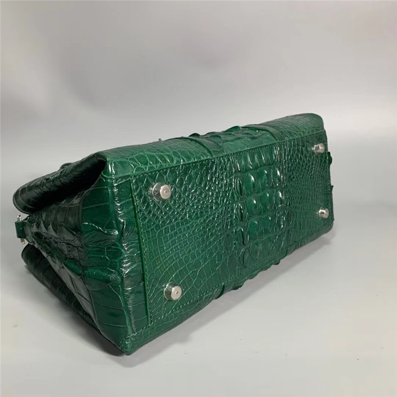 Exotic Alligator Skin Women's Working Purse Large Shoulder Bag Authentic True Crocodile Leather Lady Green Totes Handbag