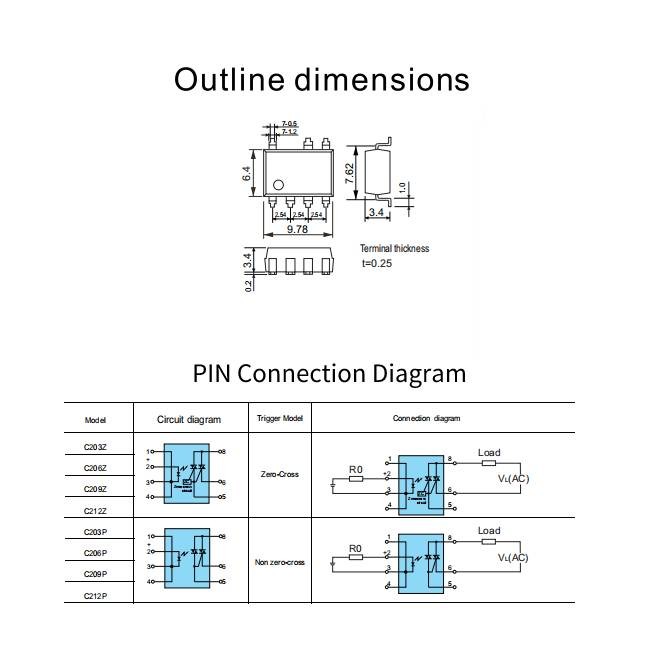 Phototriac Optronics Relay YSC2 0.3A 0.6A 0.9A 1.2A PCB Mounting Relay YS-2F Series
