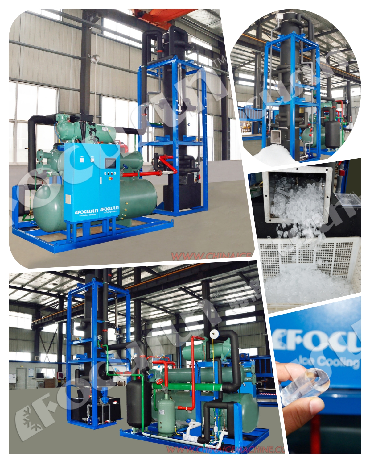 220V/440V/380V/460V Voltage 30tons Tube Ice Machine L6000mm X W2200mm X H7075mm Size