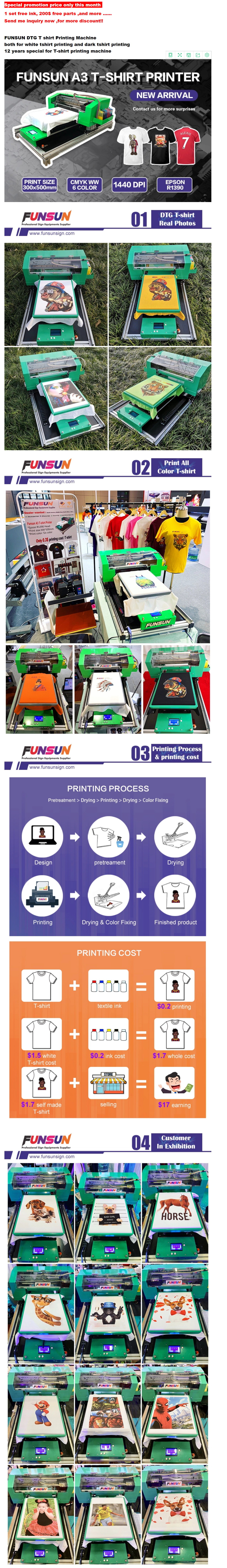 T-Shirt A3 DTG Printer Digital Textile Printer Polyester Wool Cotton With XP600