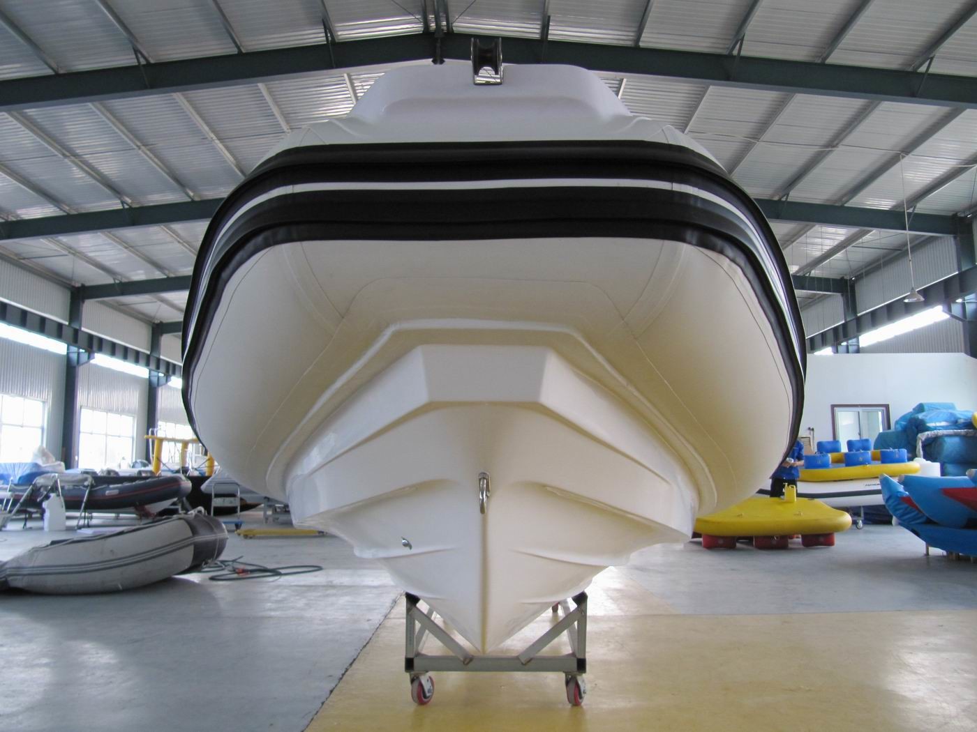 Fiberglass + Orca Hypalon Rigid Hull Inflatable Rib Boat with steering system