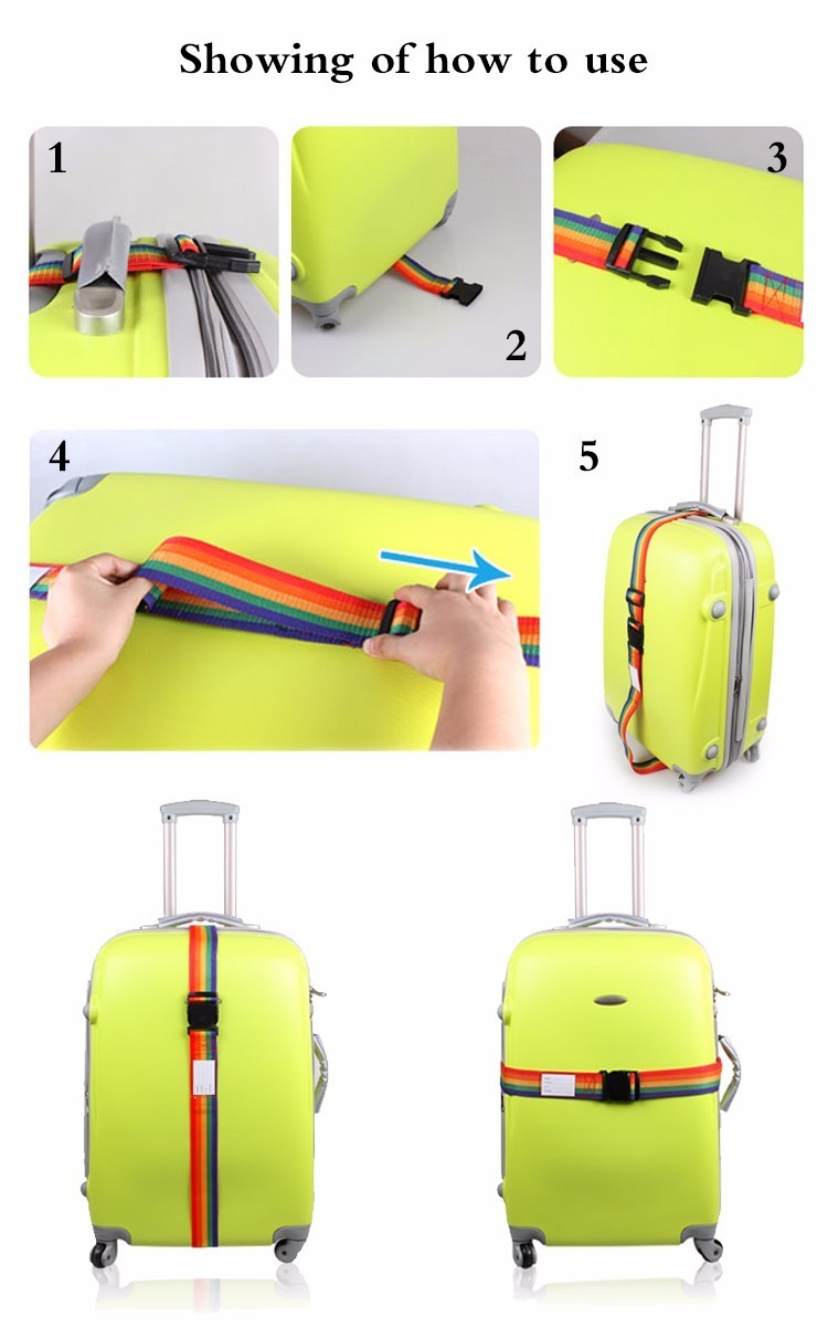 Muliti Color Silk Screen Printed Personalised Suitcase Straps With Plastice Bulck , Eco Friendly