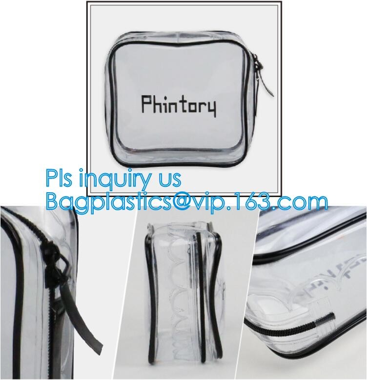 Cosmetic/ Makeup/ Toiletry Clear PVC Travel Wash Bag with handle, Cosmetic Gift Bags Tote Travel Makeup Bag for Zipper