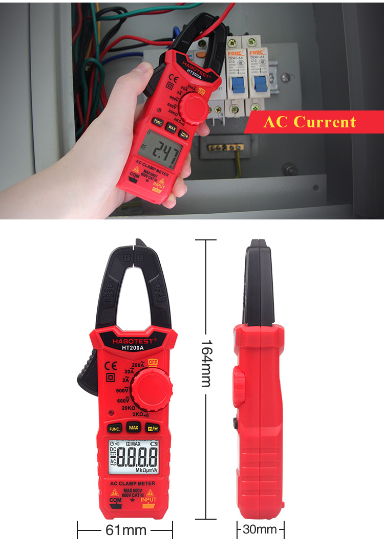 Data Hold And Back Light 2000 counts Habotest Clamp Meter