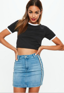Clothing Black Ringer Short Sleeve Crop Top Women