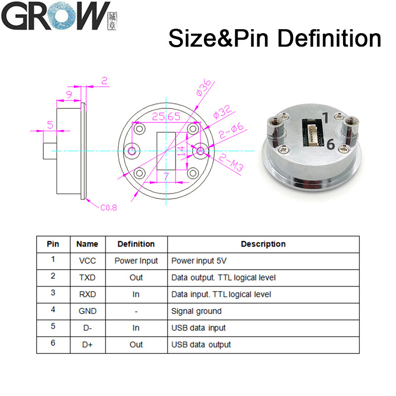 Grow GM812 Series DC5V 1d 2D USB Uart Barcode Scanner Module Reader