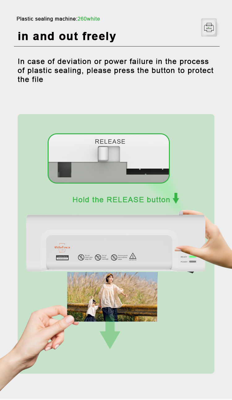 OL260 Hot Cold A4 Photo Lamination Machine for 70 Mic Paper Size Photo Laminating Machine