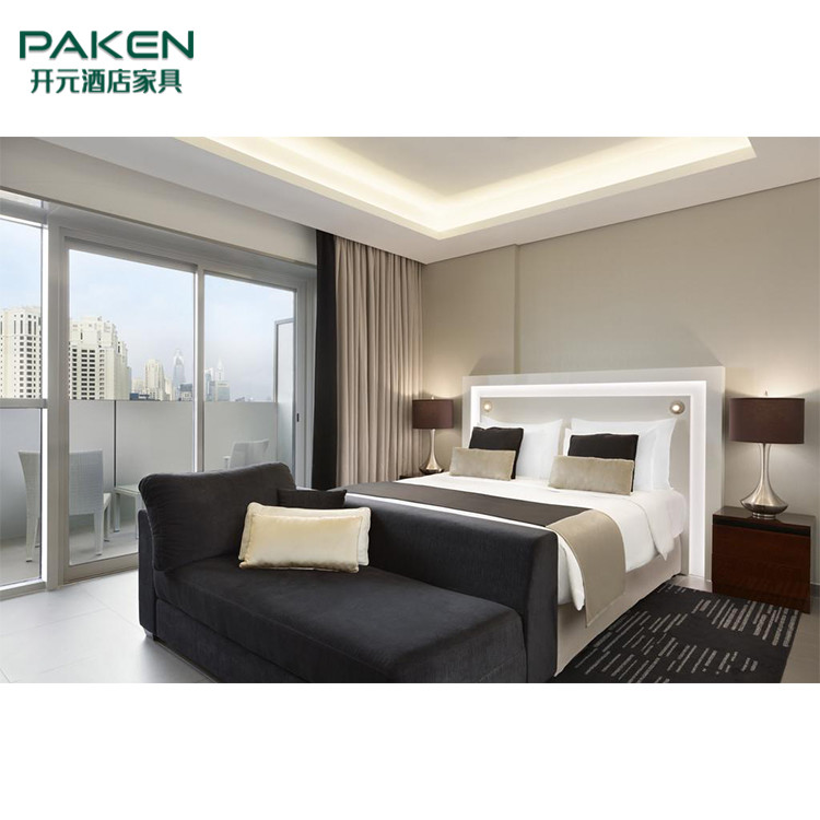 Full Set Tan And White Color Luxury Hotel Bedroom Furniture