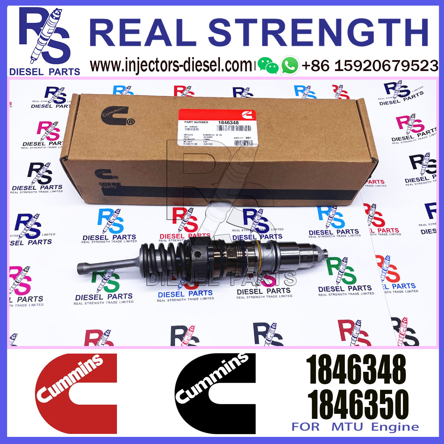 Diesel Fuel Injector 1846348 5634701 4030346 for Cummins QSX15 Diesel Engine