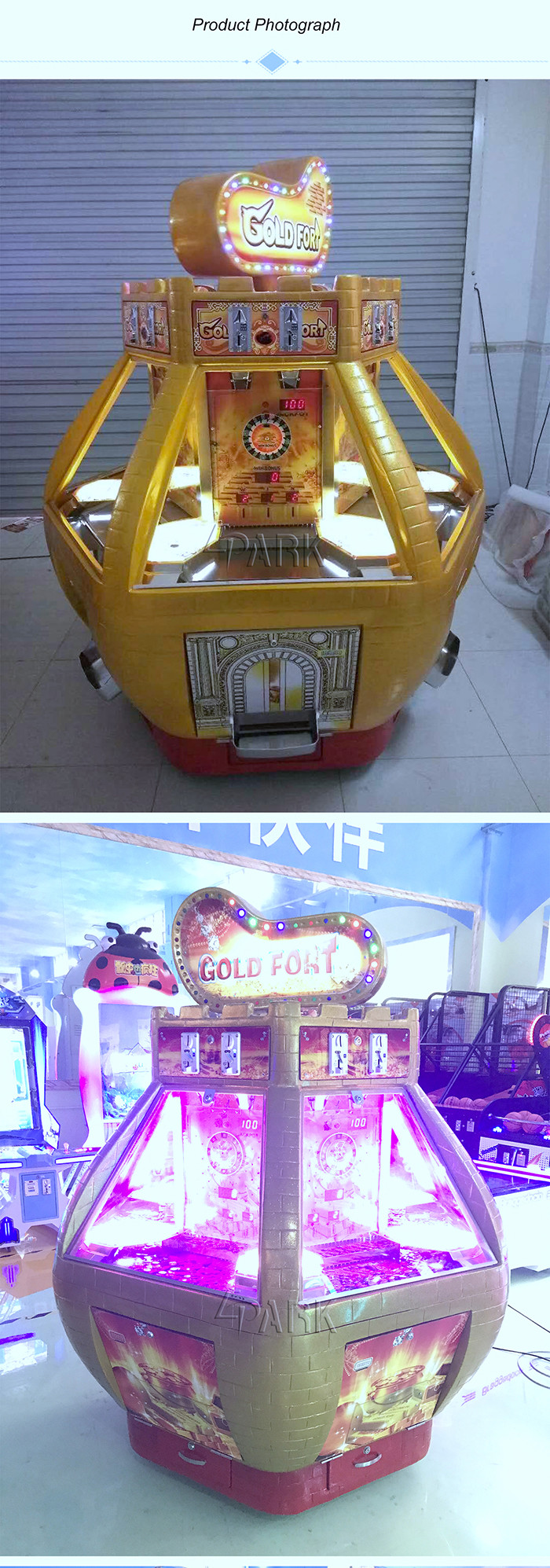 EPARK Arcade Games Golden Fort Coin Pusher Game Machine 230W 220V