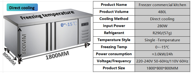Versatile Commercial Undercounter Fridge Freezer 480L Easy To Clean Antirust