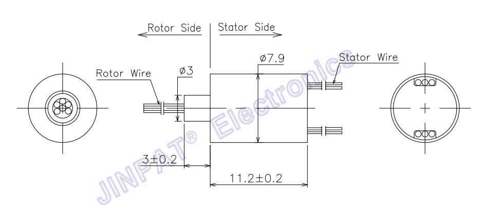 Mini Rotary Slip Ring 6 Circuit 0.5A Working Voltage 48V