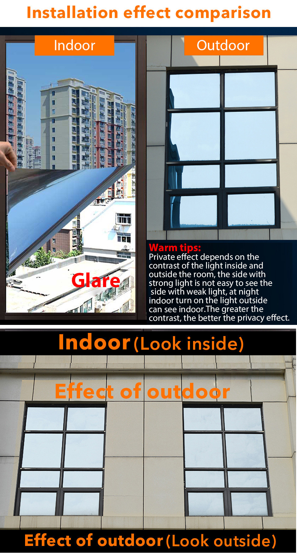 Building Window Tint Film House Decoration One Way Mirror Building Solar Window Film