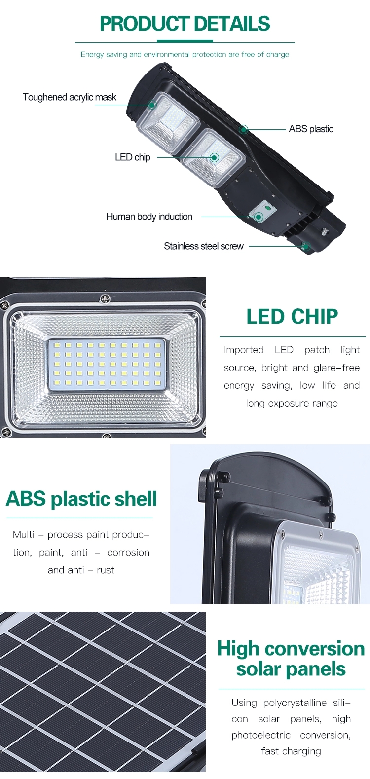 6300lm Bridgelux 45ML LED Solar Garden Street Light