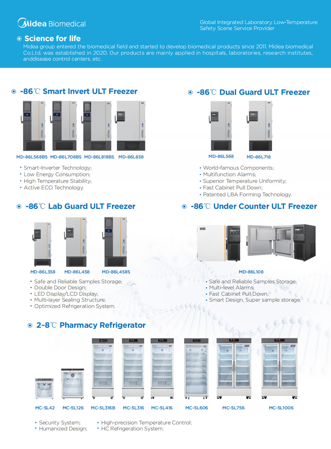 MCD-25L506 Direct Cooling Pharmacy Deep Freezer Refrigerator Combination