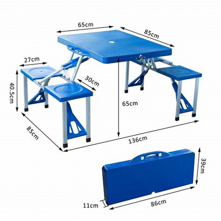 General Outdoor Portable 4 Seats Camp Suitcase Folding Picnic Table for Courtyard Good