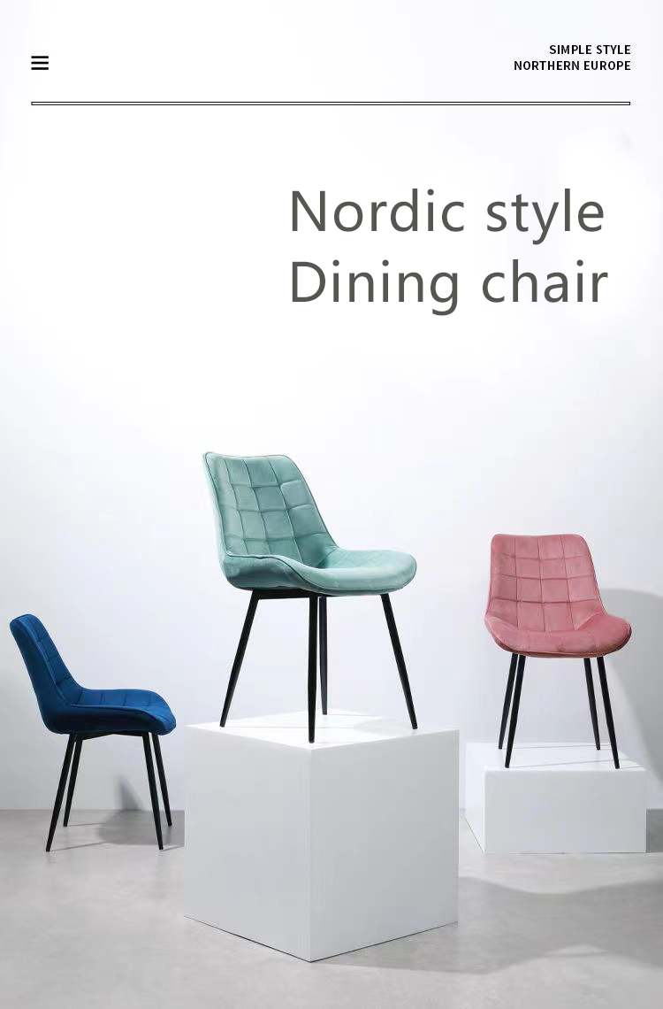 Modern Grey Velvet Tufted Dining Chairs Padded Dining Chairs For Hotel Apartment