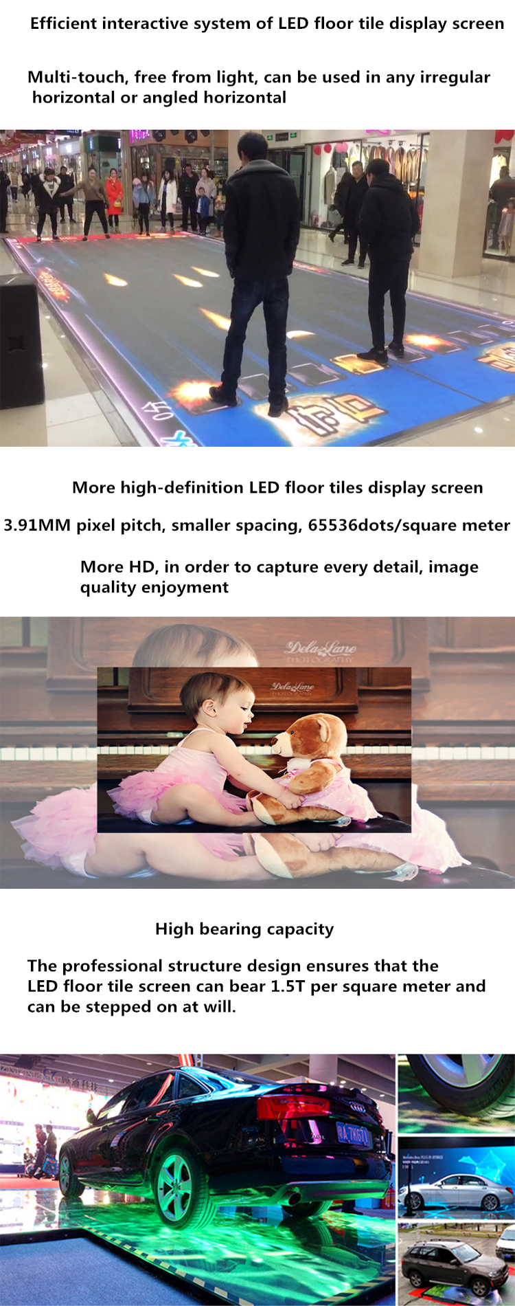 Theatre LED Stage Backdrop Screen P3.91 Indoor Full Color Floor Tile Interactive Display