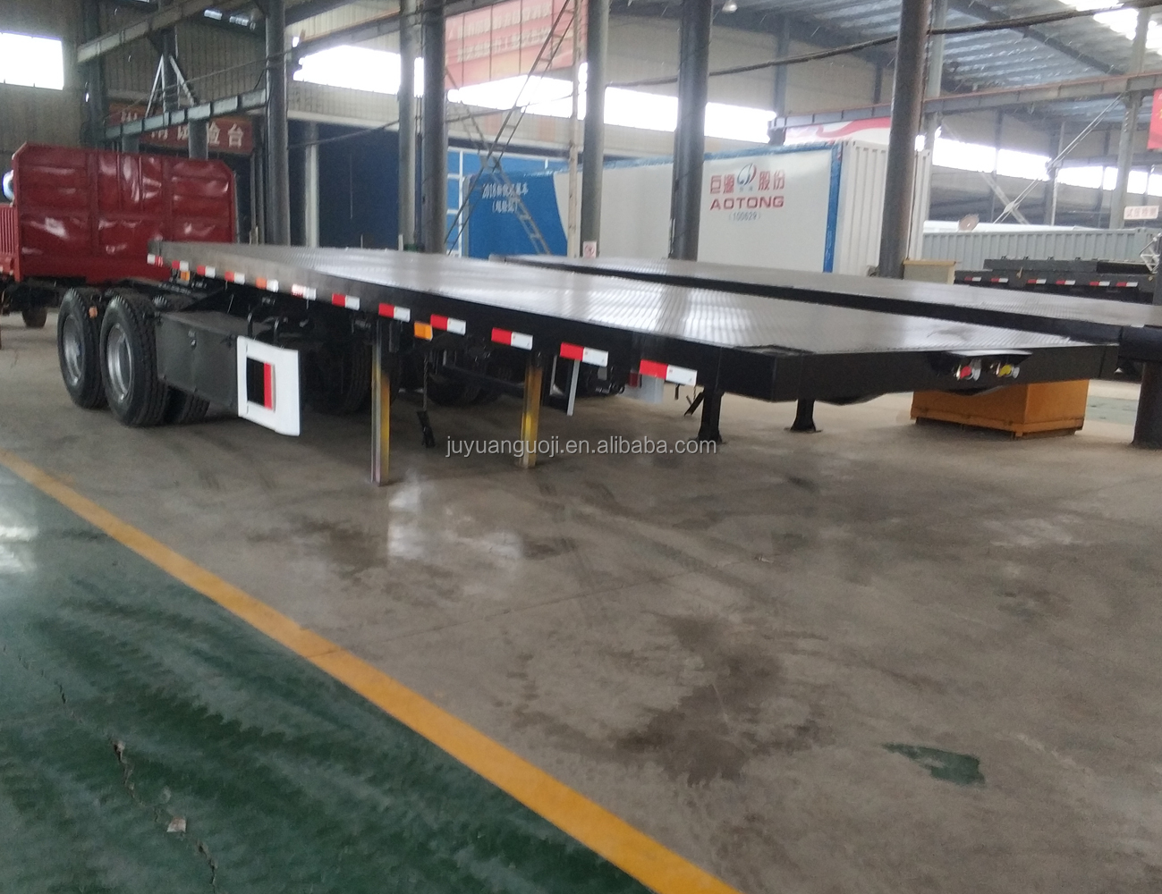 90tons Max Payload Superlink Flatbed Semi Trailer for 20 feet Container Transport