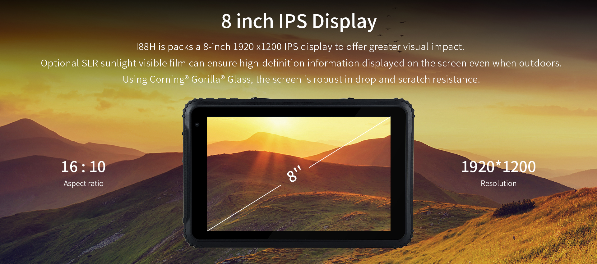 8 Inch Industrial Rugged Tablet PC with Win10 GPS 4G Intel Atom Processor NFC IP67