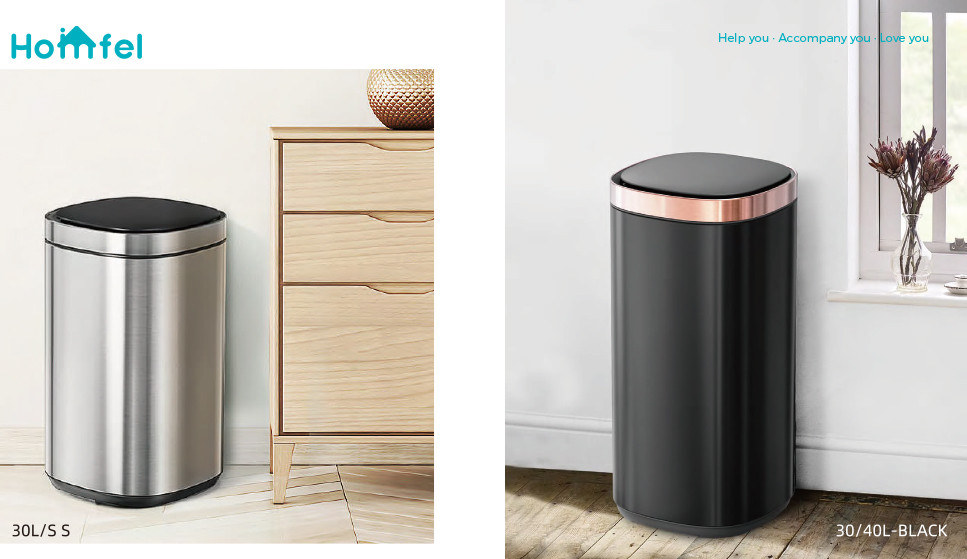 High Capacity Household Motion Sensor Trash Bin Stainless Steel Smart Sensor Bin Automatic Trash Can for Living Room 40L