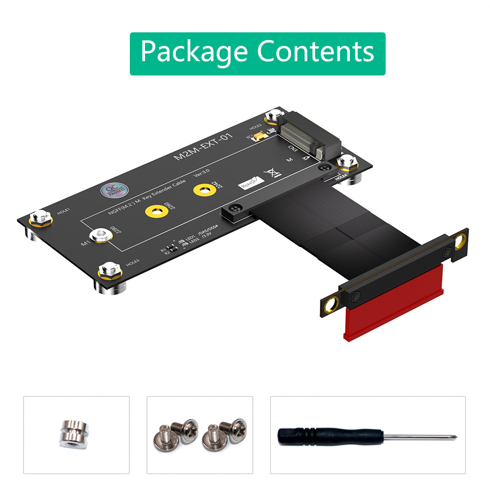 New VersionM.2 NGFF nvme M-key SSD to PCI- E 4X Extension Cable With magnetic Pad
