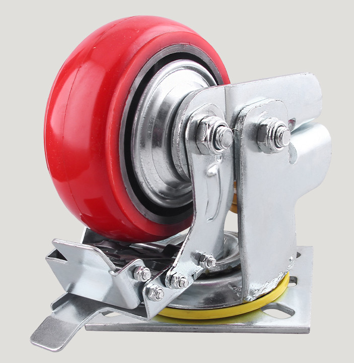 Heavy Duty AGV Spare Parts PU Damping Spring Loaded Caster Wheel
