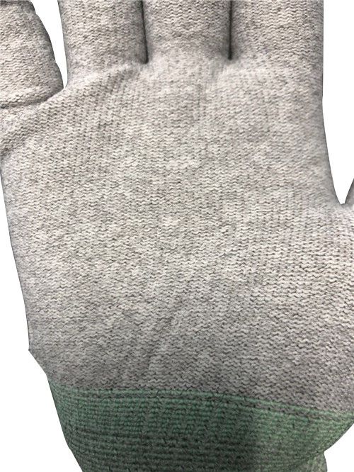 ESD PU Top Coated Anti Static Gloves Polyester Liner With Carbon Filament Knitted