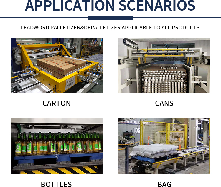 Automatic Packaging Food Empty Iron Lid Glass Bottles Palletizer Filled Tin Cans Depalletizer Machine