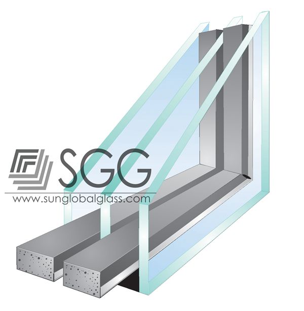 high quality low e triple glazed glass building