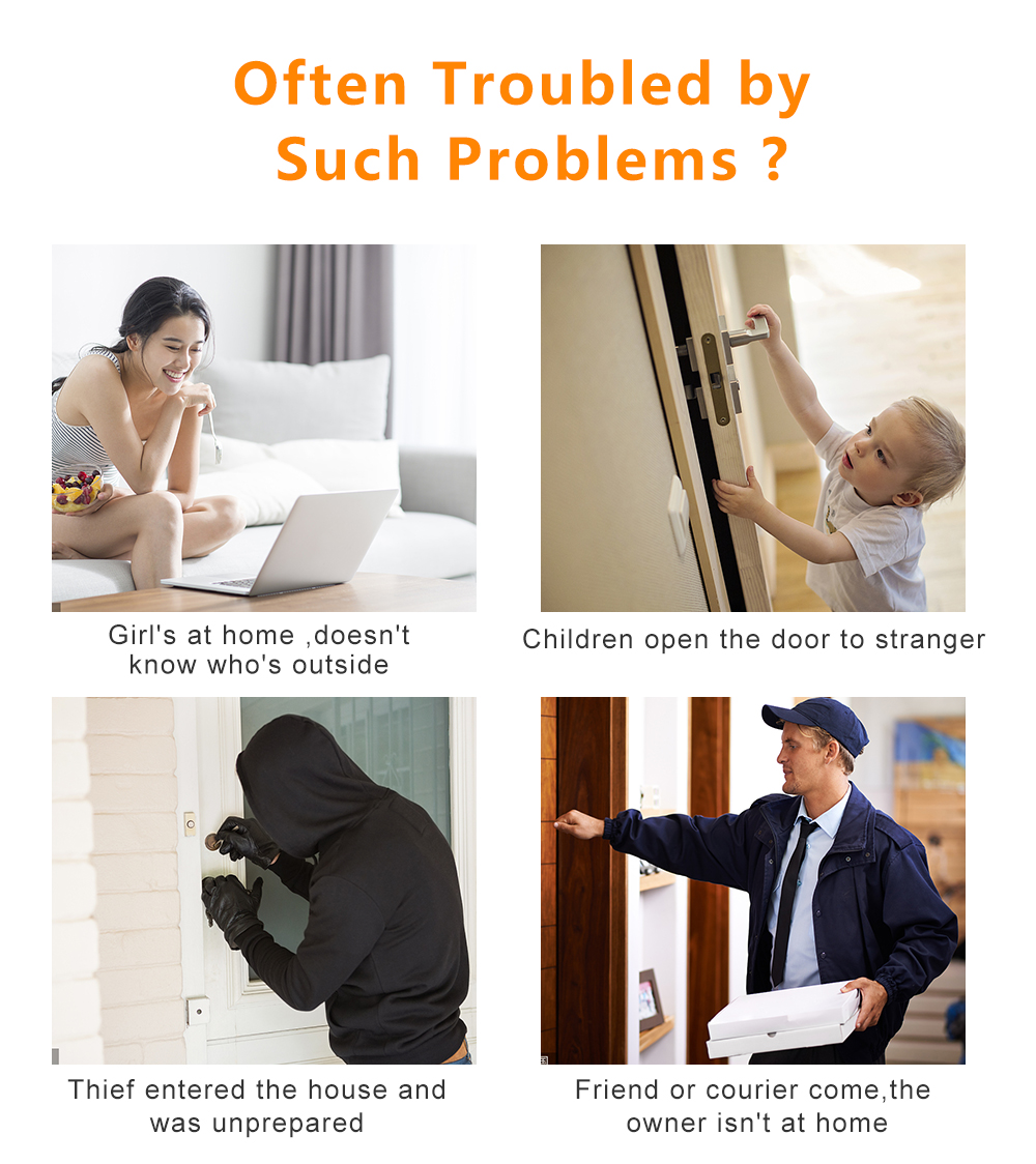 High Sensitivity 128G Smart Video Doorbell Tuya Chime 3 To 5 Meter PIR