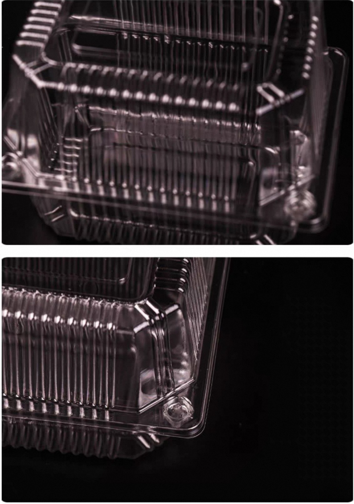 Disposable PET Plastic Transparent Clam Shell Hinge Vacuum Formed Cake Pastry Baking Takeout Clear Box Cover