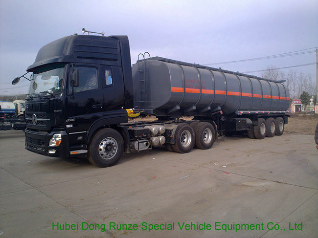Tri Axles Caustic Soda Chemical Delivery Truck For 30 - 45MT Sodium Hydroxide