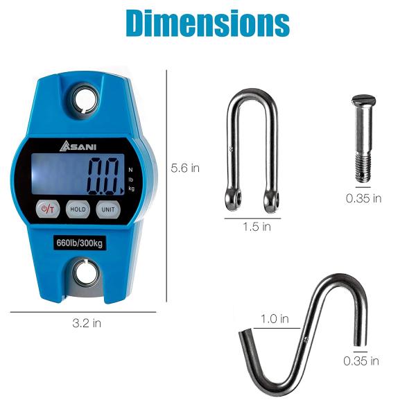 OCS-L Mini Digital Crane Scale Industrial Hook Weighing Scale High Accuracy Digital Load Cell 3*AAA Dry Battery Steel OEM 300KG