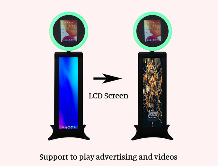 Portable Photo Booth Shell Stand For Ipad 12.9'' Rgb With Ring Light Music Sync Box Metal Selfie Detachable