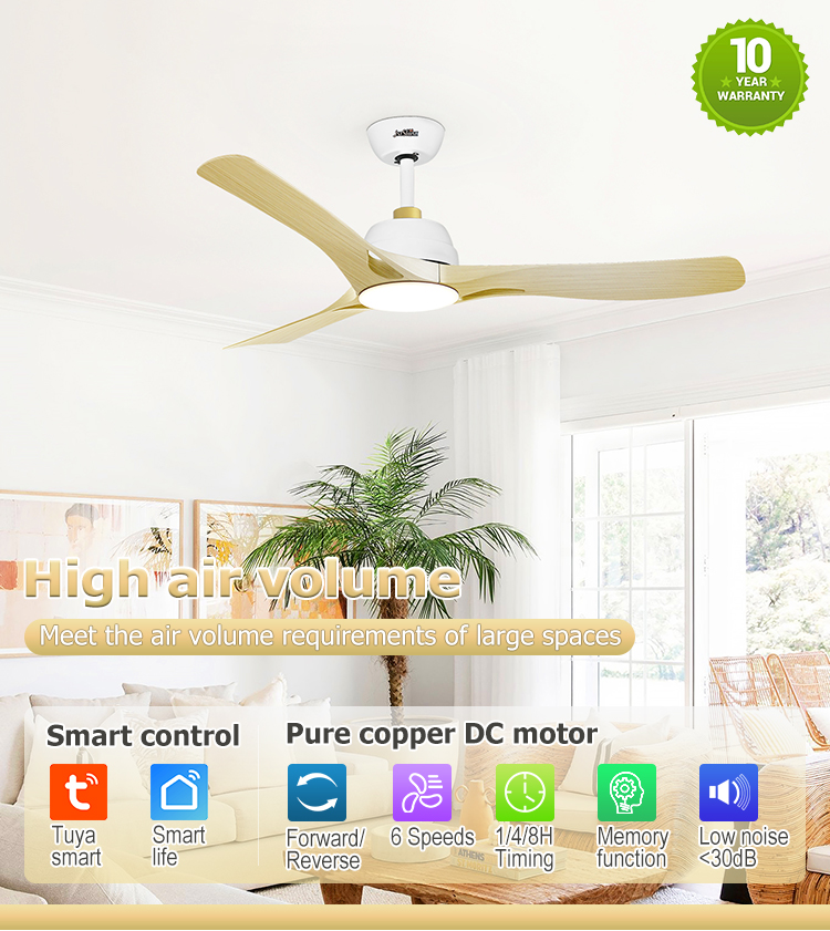 1stshine Reversible Motor LED Ceiling Fan with Metal ABS Lamp Body Material and 3 Blades