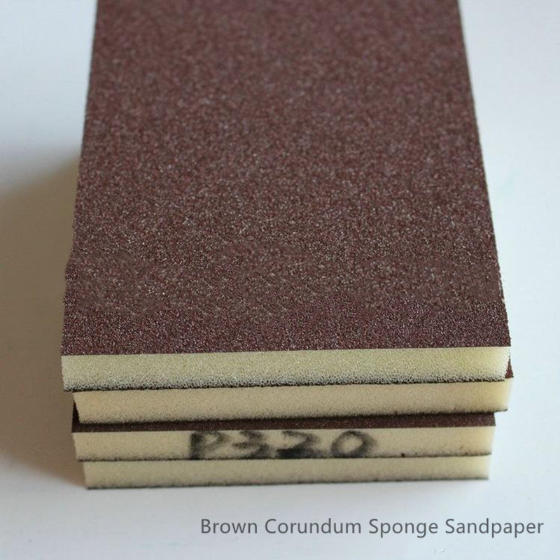 Two Sides Sponge Sanding Pads Brown Corundum Wood Polishing