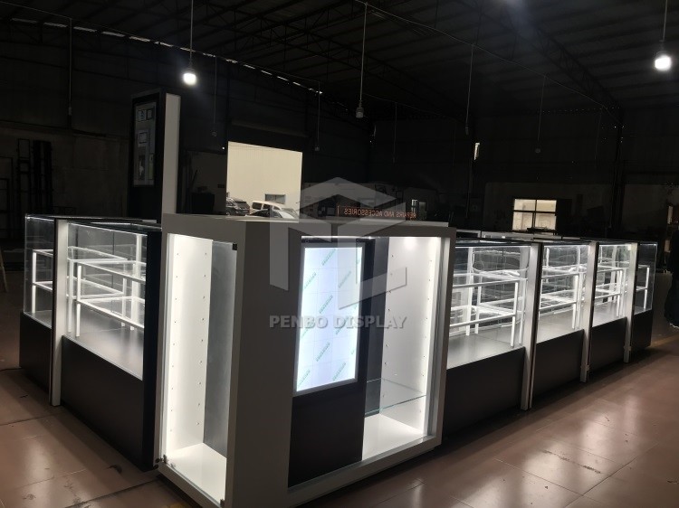 OEM Glass Mobile Phone Display Showcase 3mm Thick Stainless Steel