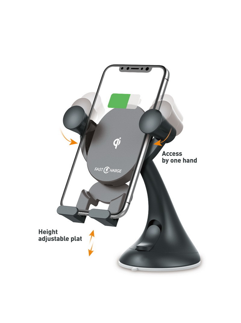 10W Qi Wireless Charging Phone Holder , Dashboard Air Vet Car Charging Holder