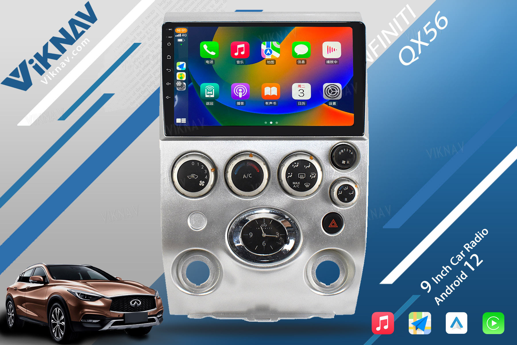 Infiniti QX56 2003-2010 9 Inch Infiniti Head Unit Aftermarket Bluetooth Radio Touchscreen