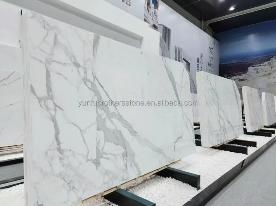 Modern Design Italy White Calacatta Marble Slab for Kitchen Countertop and Wall Panel
