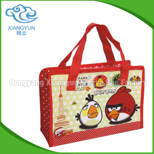 Recycle PP Woven Reusable Pink Shopping Eco Bag With Print Logo