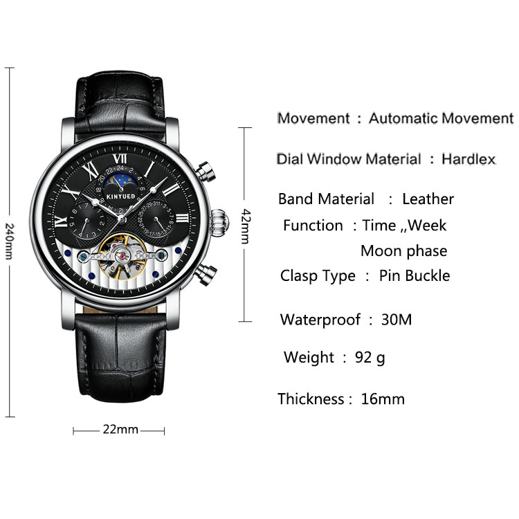 Shock Proof Waterproof Mechanical Watch High Hardness Hardlex Glass